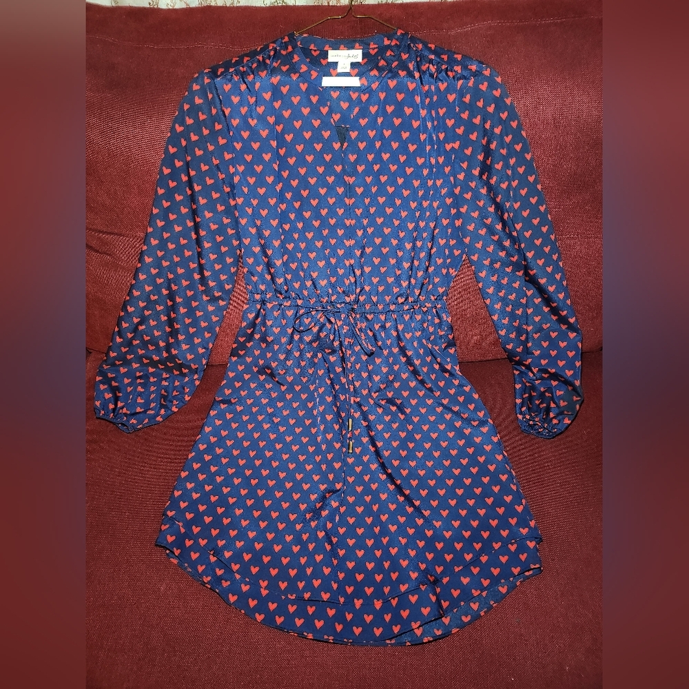 Maison Jules Hearts Navy Floral Dress Women's S • Flirty